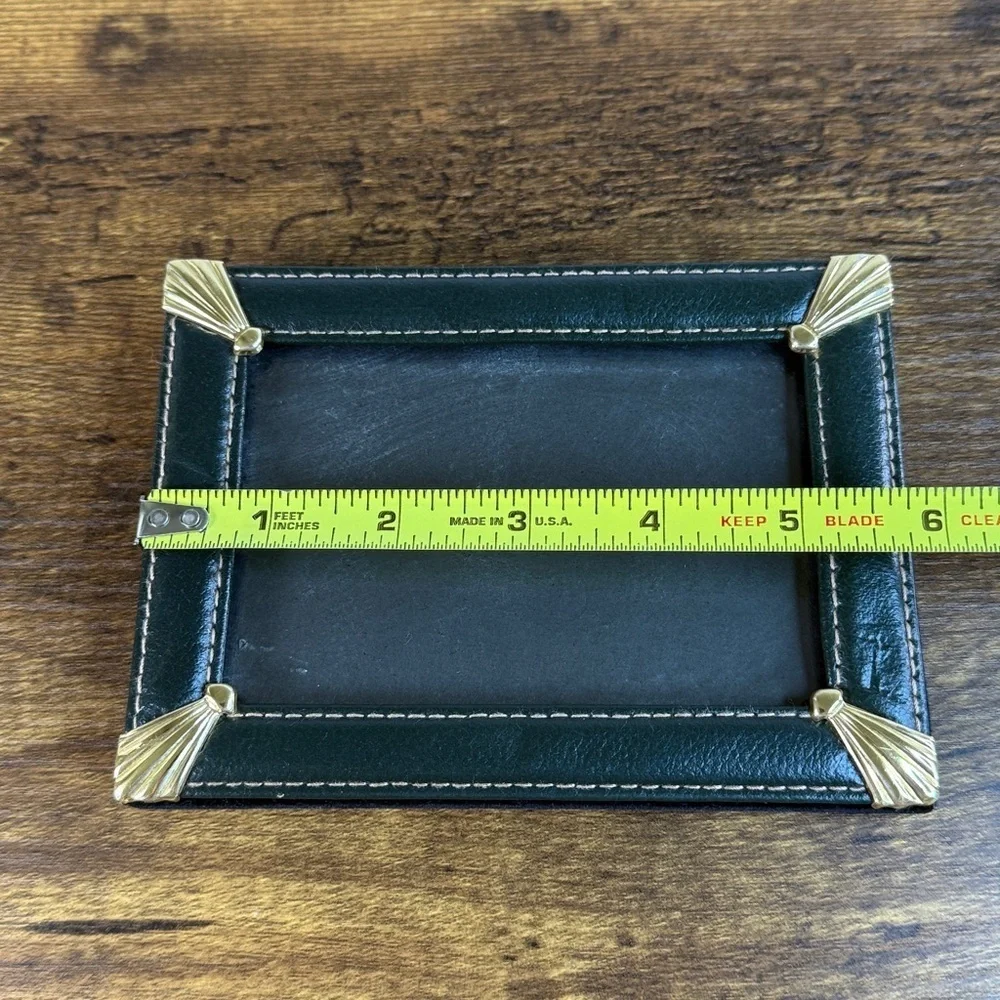 Elegant Black Vegan Leather and Gold Picture Frame 6” x 4”